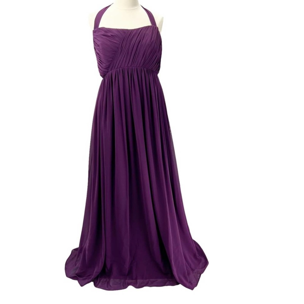 Azazie Gown Maxi Dress Formal Vibrant Purple Grape Bridesmaid Mother Of Bride - Picture 3 of 12